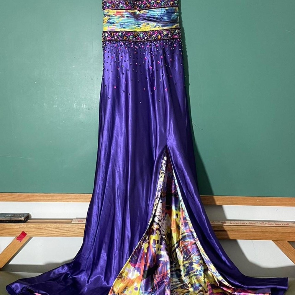 Tony Bowls halter prom dress (style 110745) with beaded top